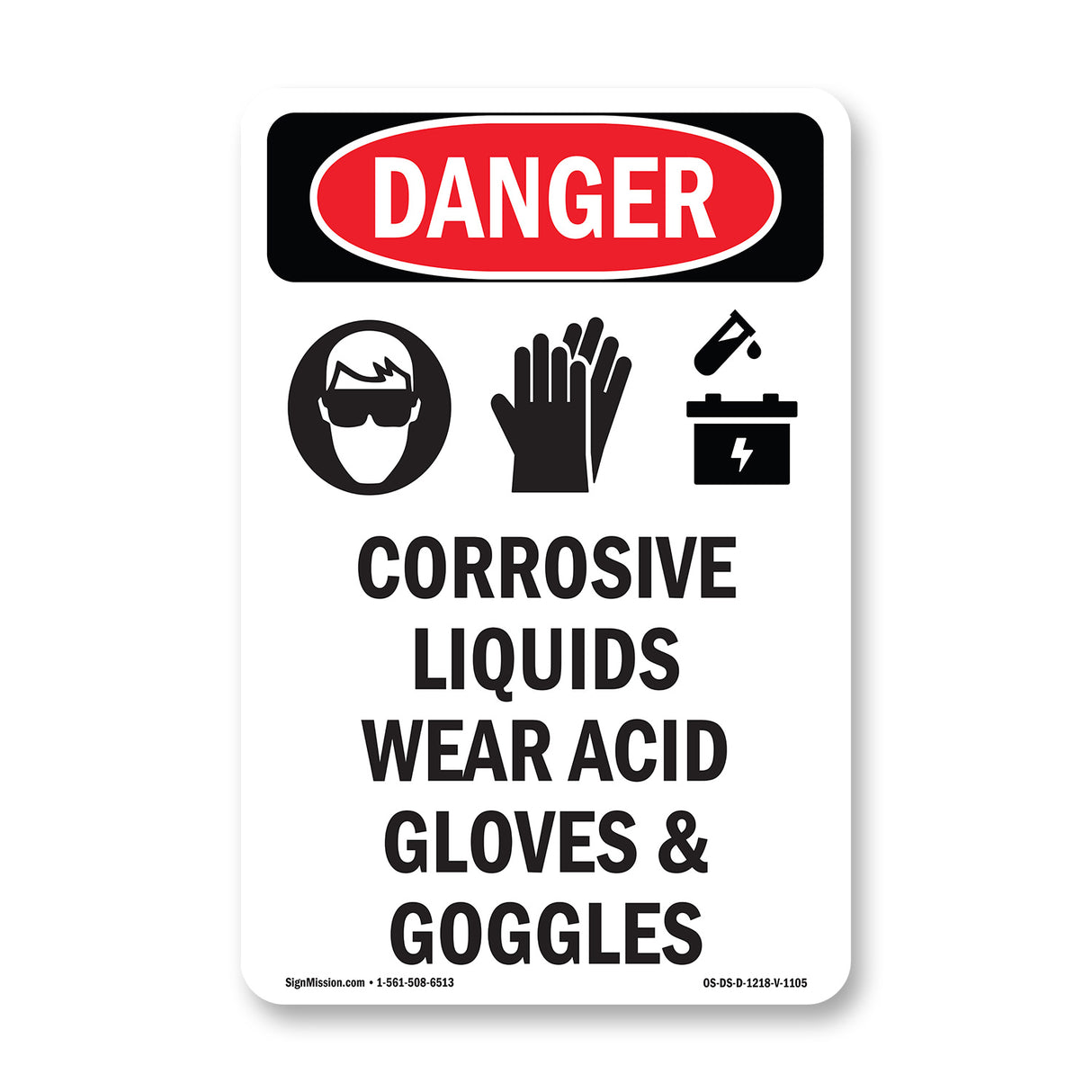 Corrosive Liquids Wear Acid Gloves And Goggles