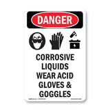 Corrosive Liquids Wear Acid Gloves And Goggles