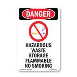Hazardous Waste Storage Flammable No Smoking