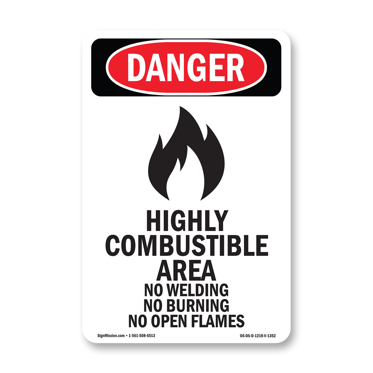 Highly Combustible Area No Welding Burning