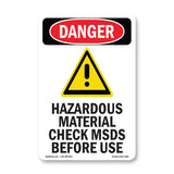 Hazardous Material Check MSDS Before Use