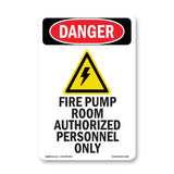 Fire Pump Room Authorized