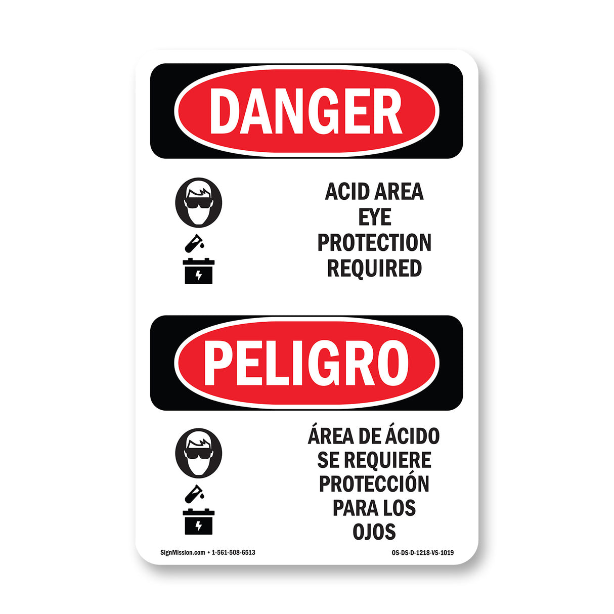 Acid Area Eye Protection Required