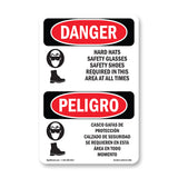 Hard Hats Safety Glasses Shoes Required
