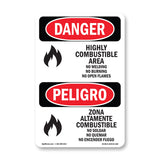 Highly Combustible Area No Welding Burning