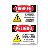 If Machine Not Operating Advise Supervisor