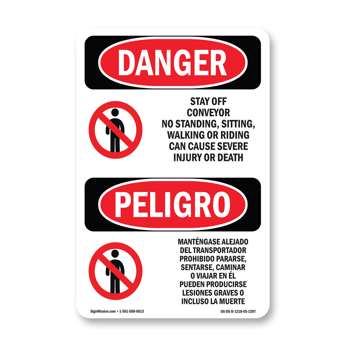 Stay Off Conveyor No Standing Spanish