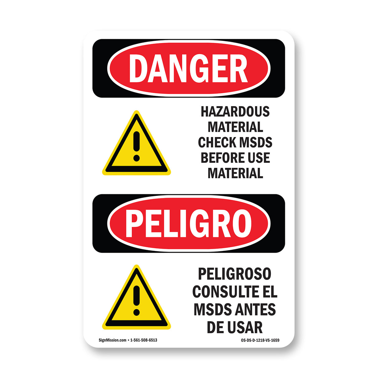 Hazardous Material Check MSDS Before Use