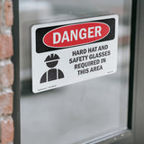 Hard Hat Safety Glasses Required In Area