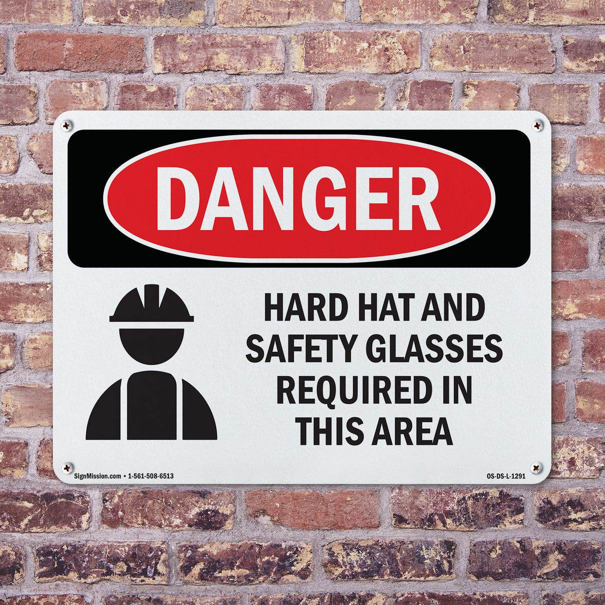 Hard Hat Safety Glasses Required In Area