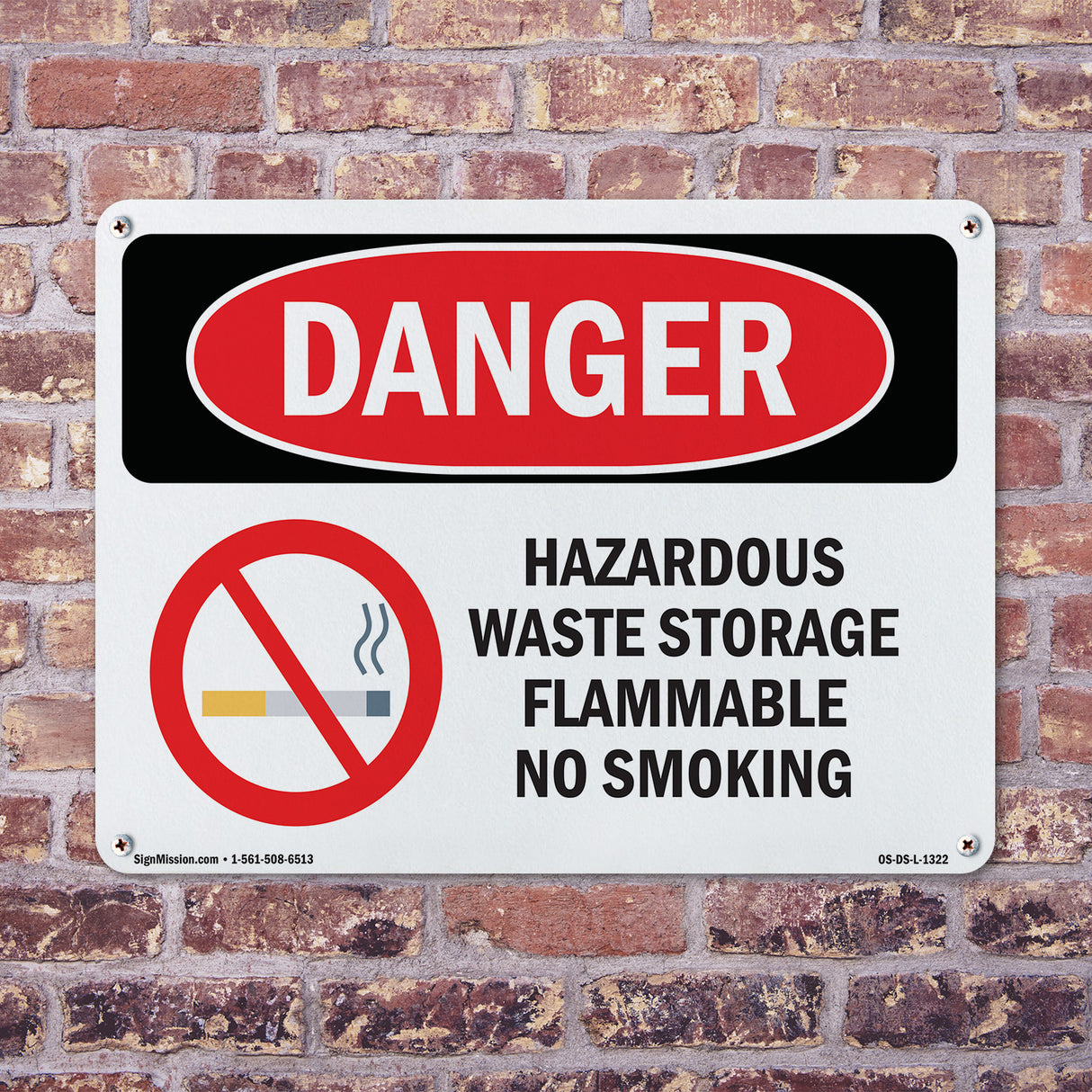 Hazardous Waste Storage Flammable No Smoking