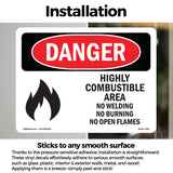 Highly Combustible Area No Welding Burning