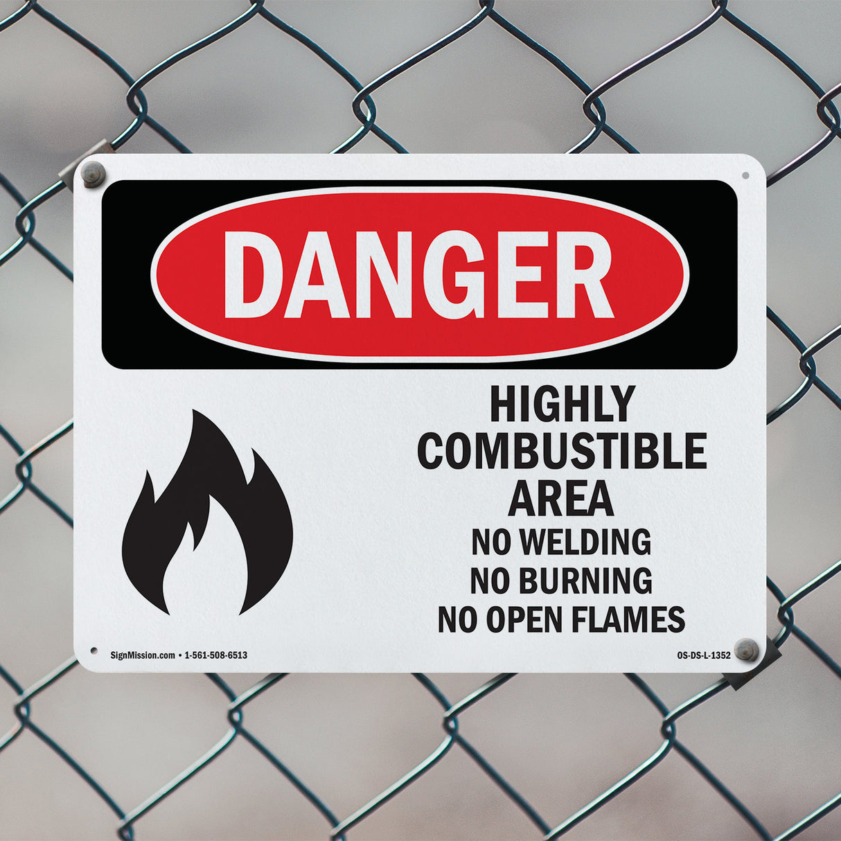 Highly Combustible Area No Welding Burning