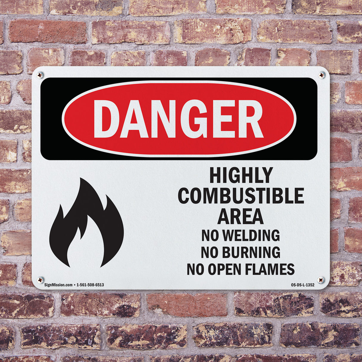 Highly Combustible Area No Welding Burning