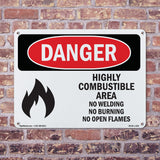 Highly Combustible Area No Welding Burning