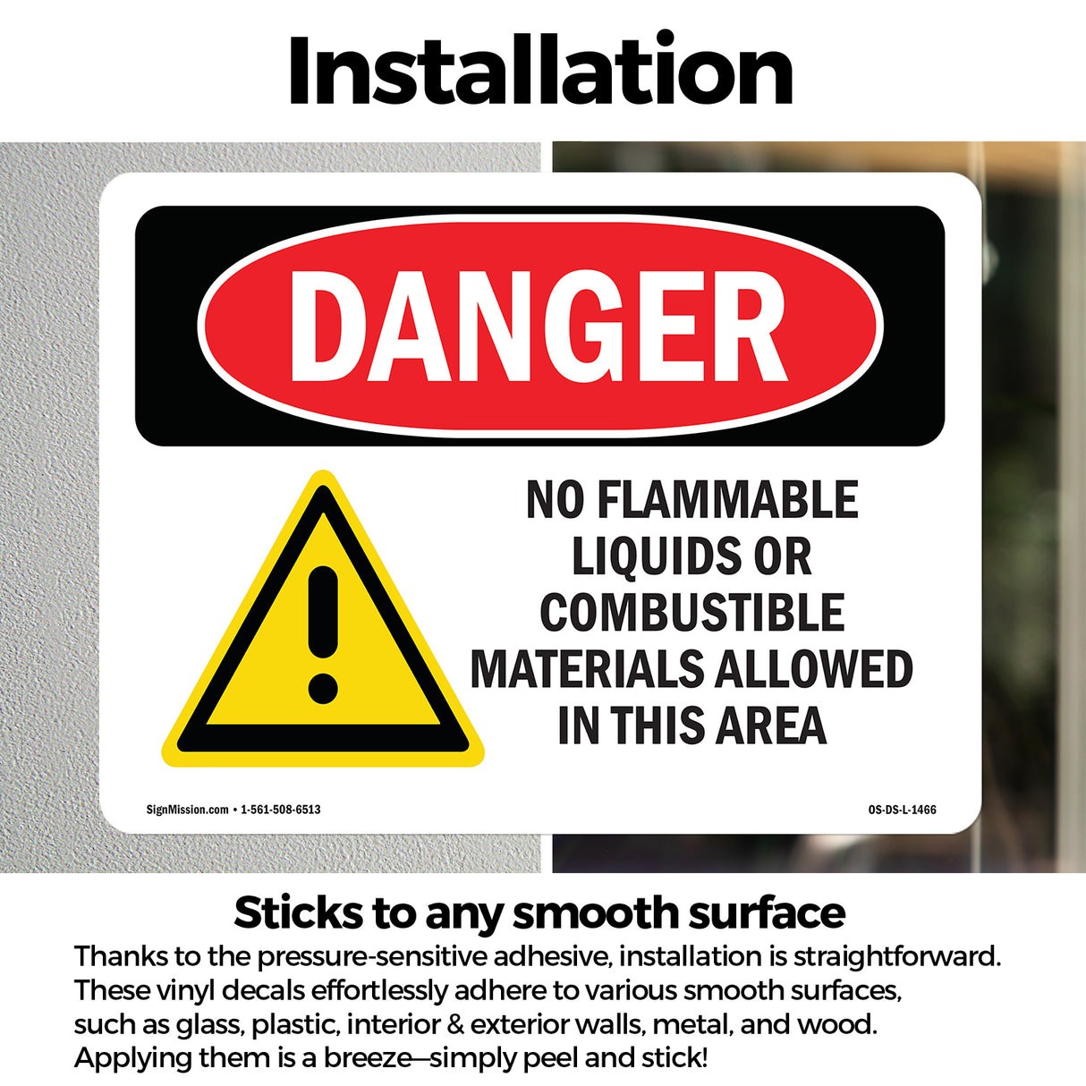 No Flammable Liquids Combustible Materials