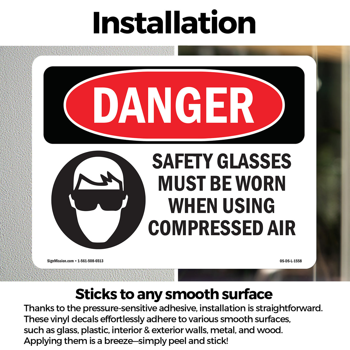 Safety Glasses Must Be Worn Compressed Air