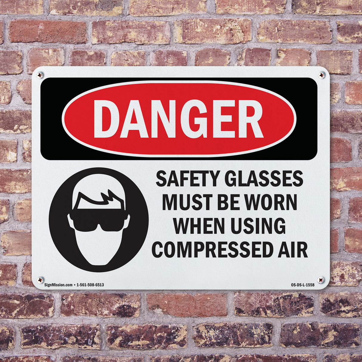 Safety Glasses Must Be Worn Compressed Air