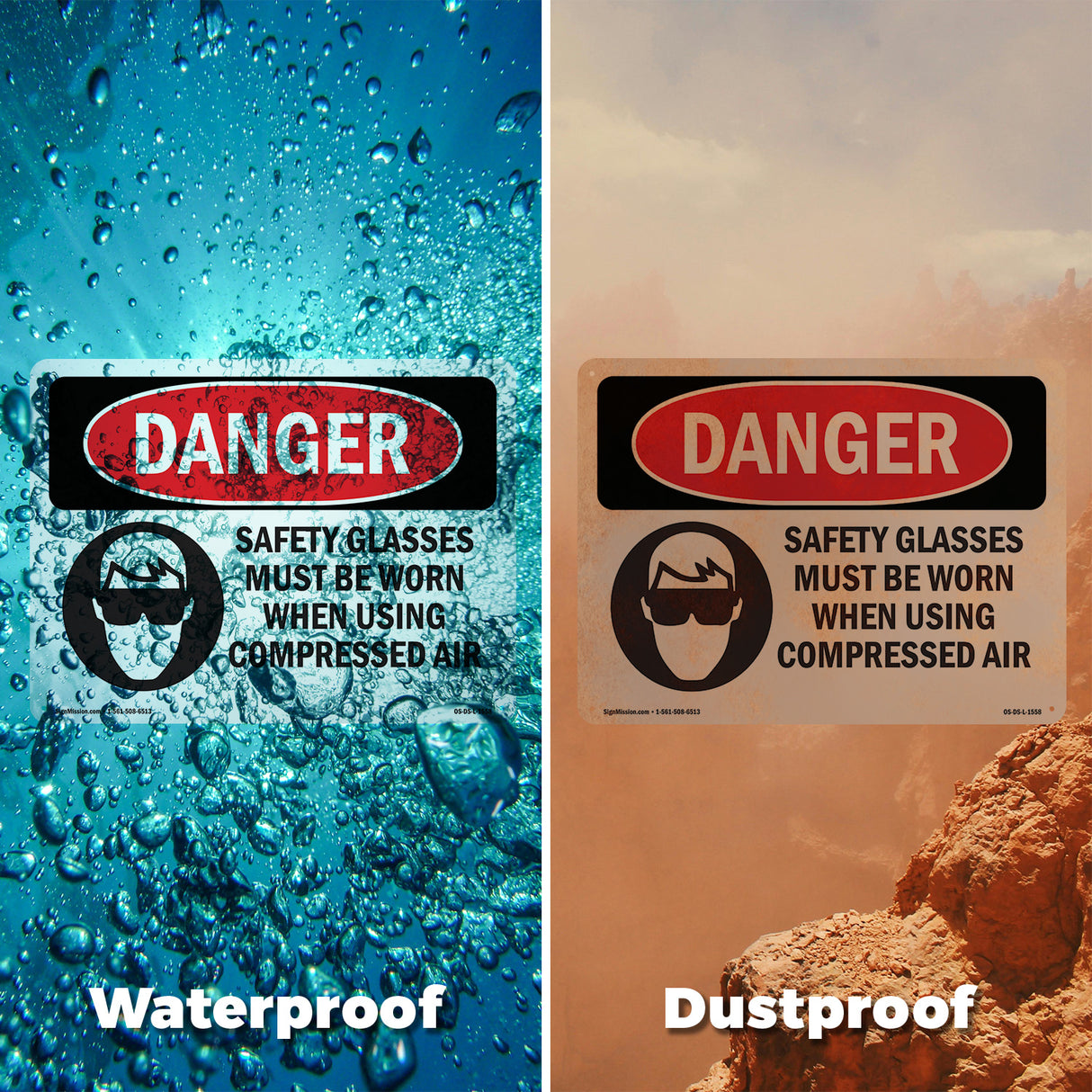 Safety Glasses Must Be Worn Compressed Air