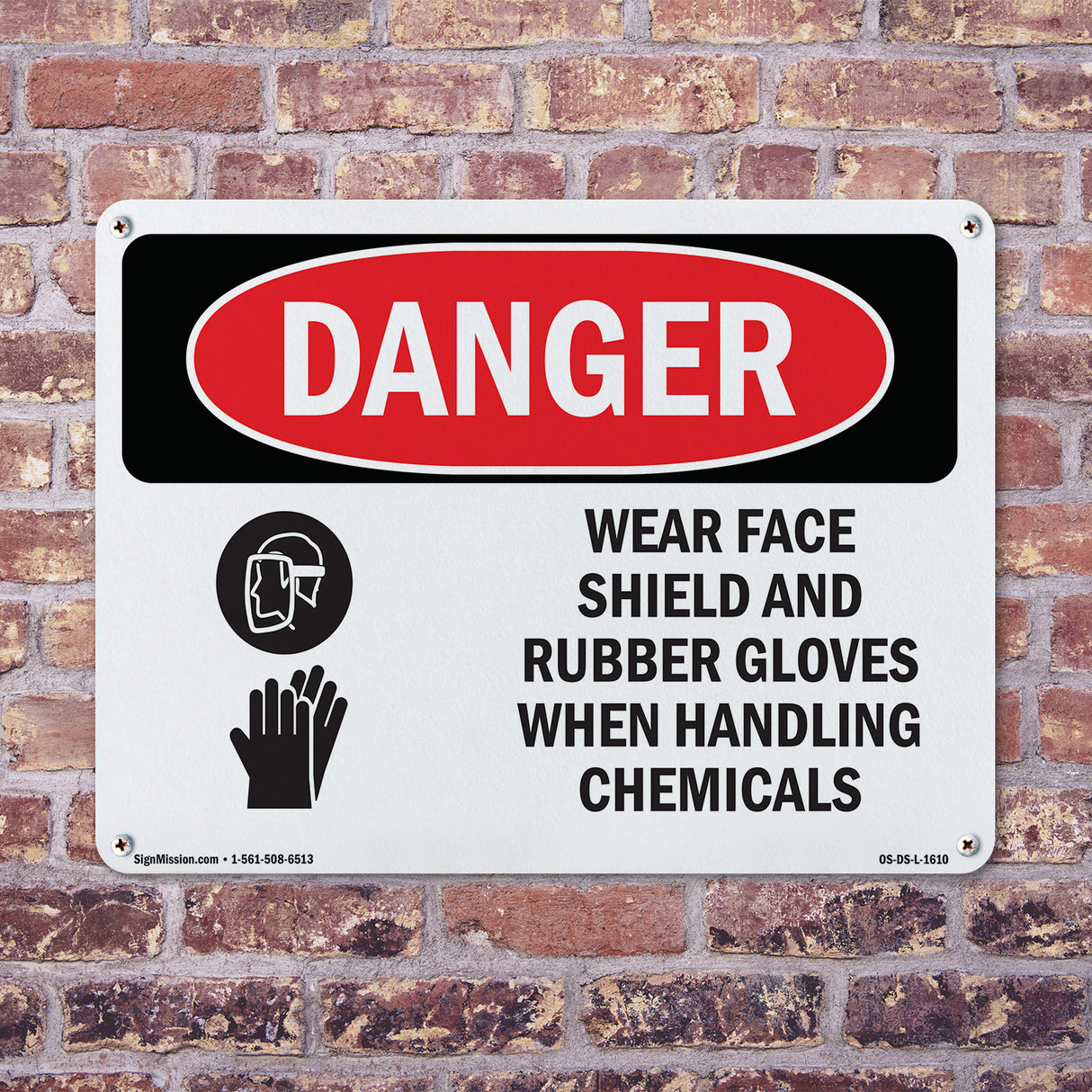 Wear Face Shield And Rubber Gloves Chemicals