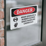 Wear Goggles And Rubber Gloves Chemicals