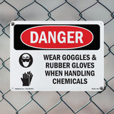 Wear Goggles And Rubber Gloves Chemicals