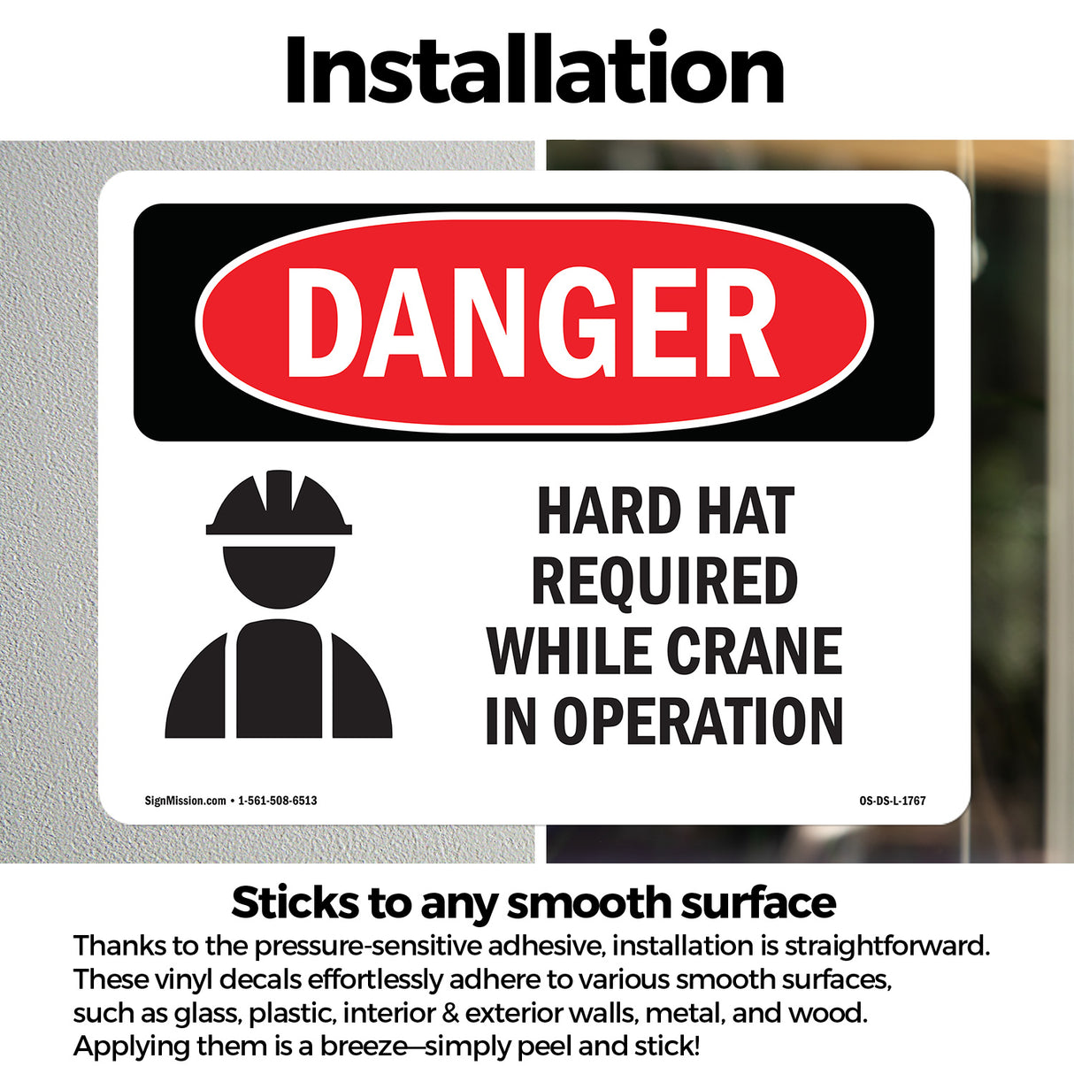 Hard Hat Required While Crane In Operation