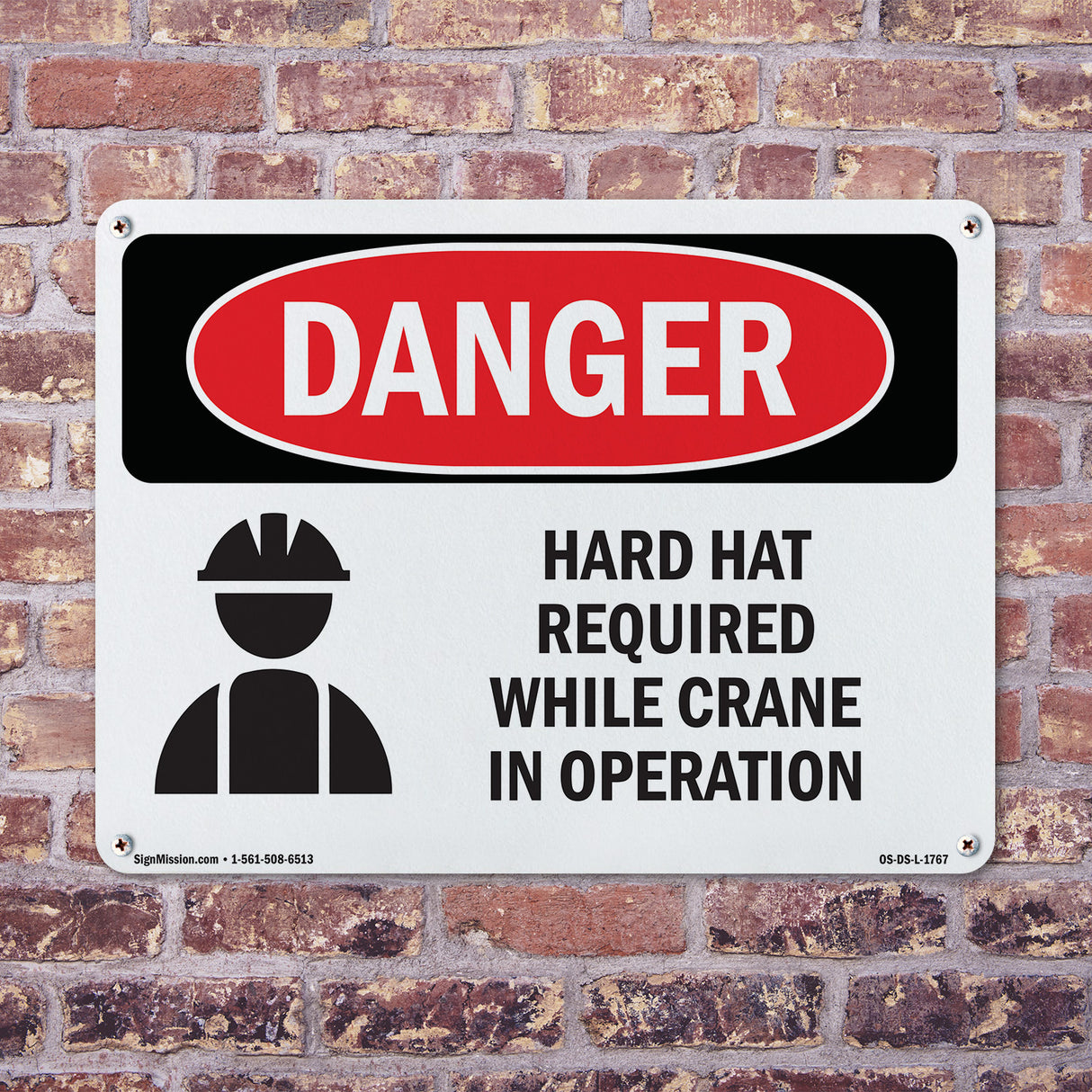 Hard Hat Required While Crane In Operation