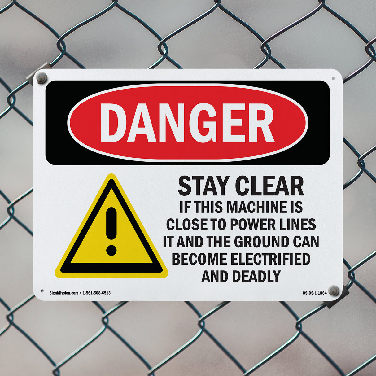 Stay Clear If Machine Close To Power Lines