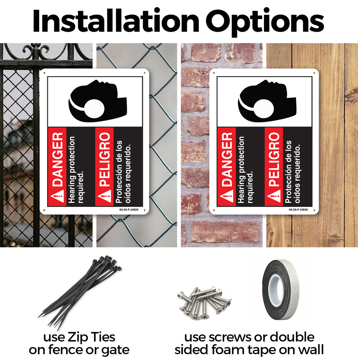 Danger Hearing Protection Required (Bilingual Spanish)