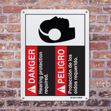 Danger Hearing Protection Required (Bilingual Spanish)