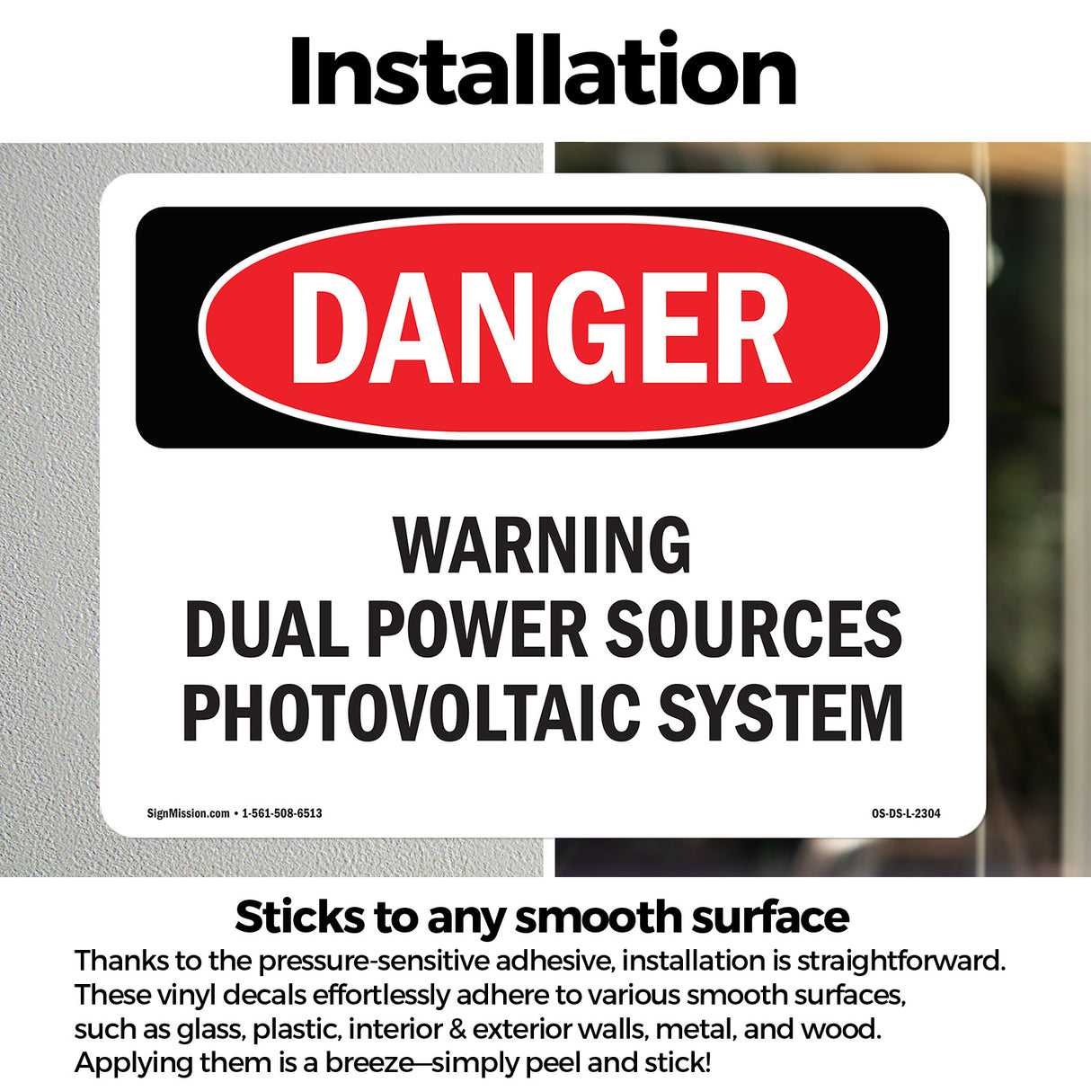 Warning Dual Power Sources Photovoltaic System