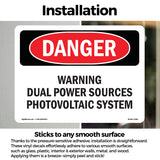 Warning Dual Power Sources Photovoltaic System