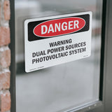 Warning Dual Power Sources Photovoltaic System
