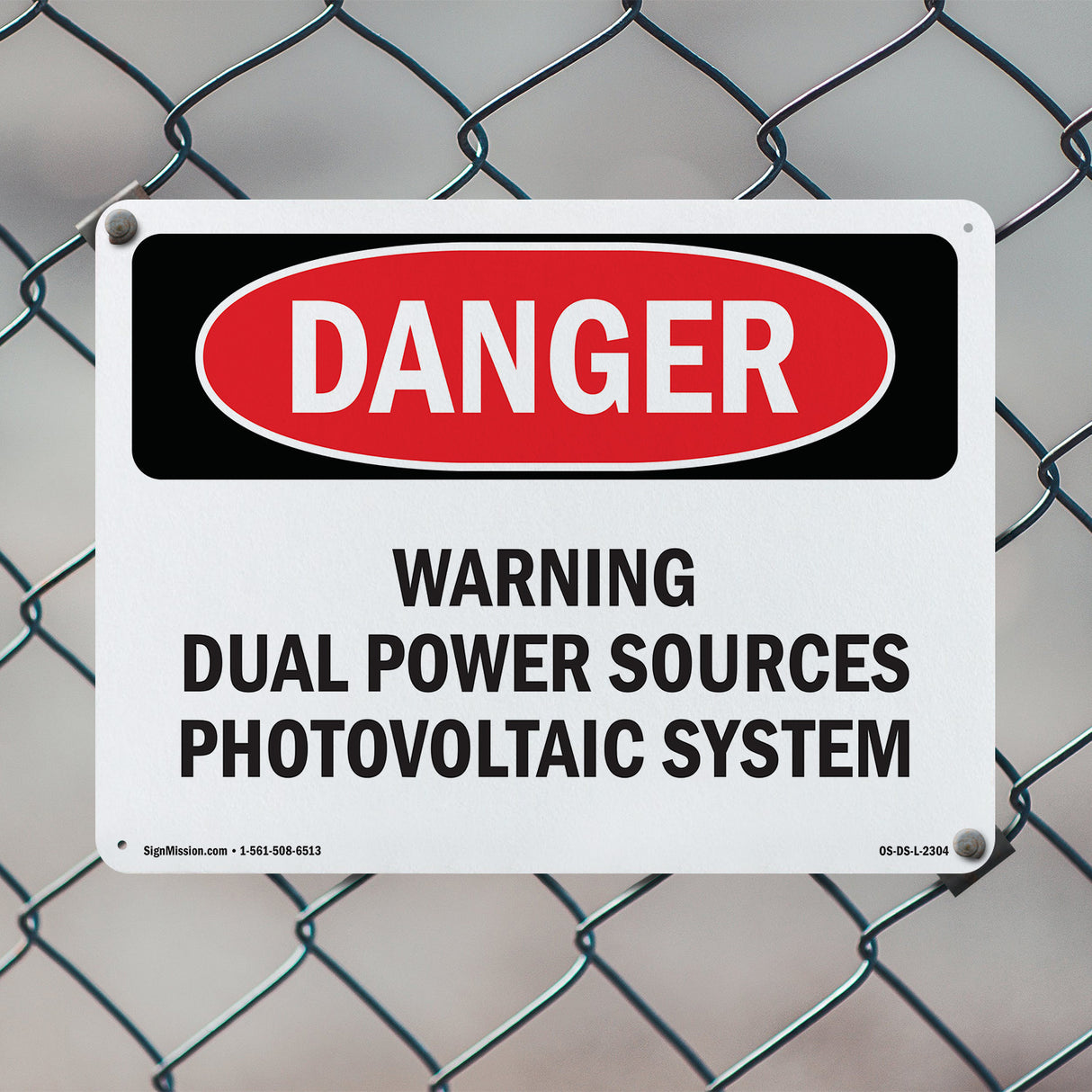 Warning Dual Power Sources Photovoltaic System