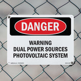 Warning Dual Power Sources Photovoltaic System