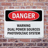 Warning Dual Power Sources Photovoltaic System