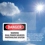 Warning Dual Power Sources Photovoltaic System