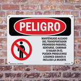 Stay Off Conveyor No Standing Spanish