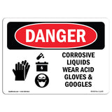 Corrosive Liquids Wear Acid Gloves And Goggles