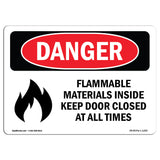 Flammable Materials Door Closed All Times