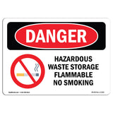 Hazardous Waste Storage Flammable No Smoking