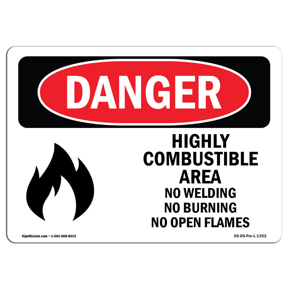 Highly Combustible Area No Welding Burning
