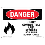 Highly Combustible Area No Welding Burning