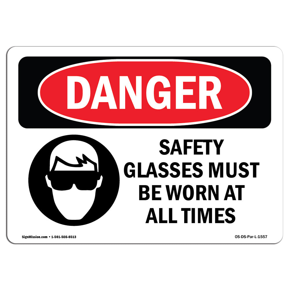 Safety Glasses Must Be Worn At All Times
