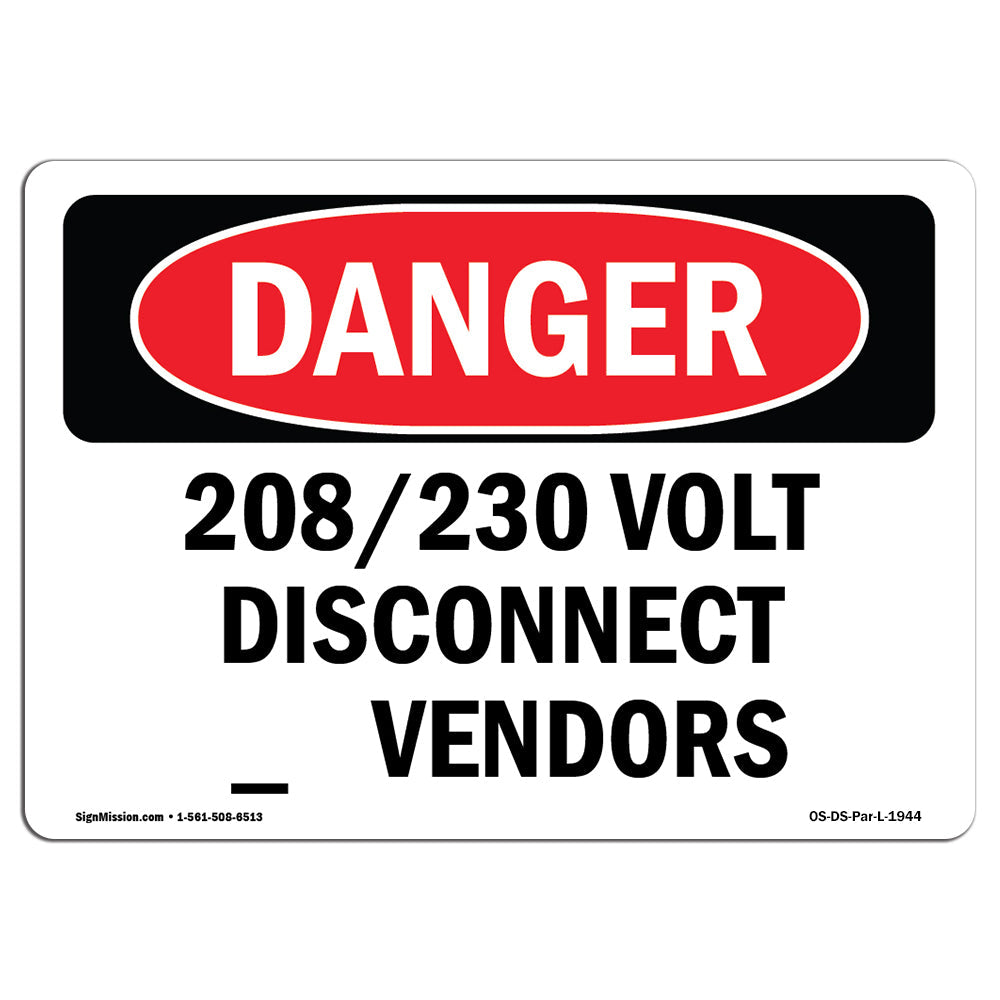208 230 Volt Disconnect For Vendors