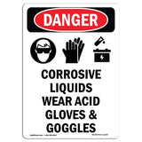Corrosive Liquids Wear Acid Gloves And Goggles