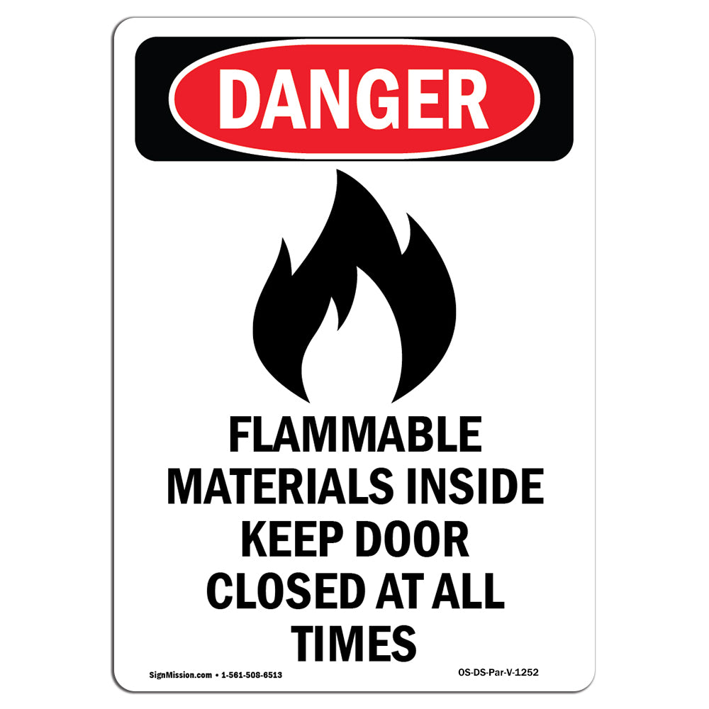 Flammable Materials Door Closed All Times
