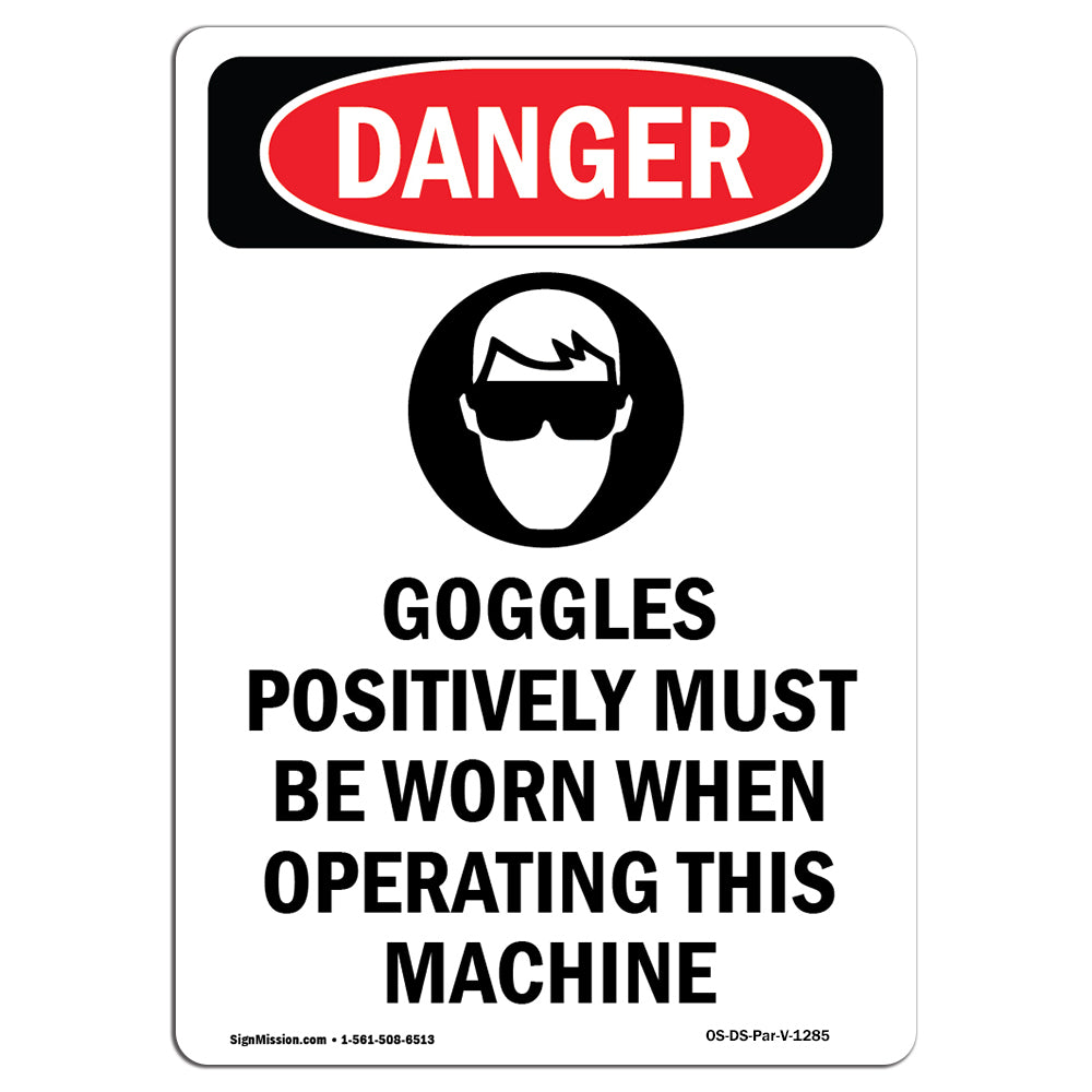 Goggles Must Be Worn Operating Machine