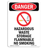 Hazardous Waste Storage Flammable No Smoking